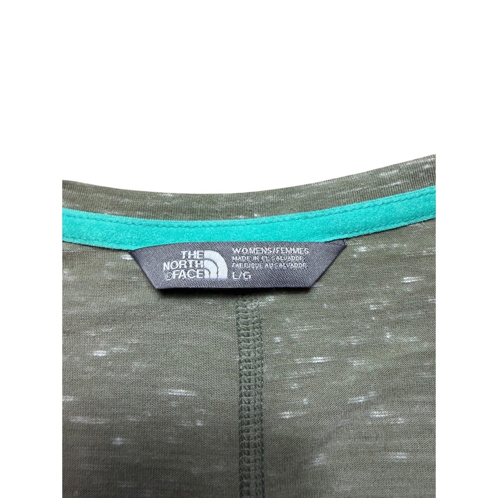 The North Face Womens V-Neck Cap Sleeve Heathered Olive Green Active Top Large - Picture 5 of 6